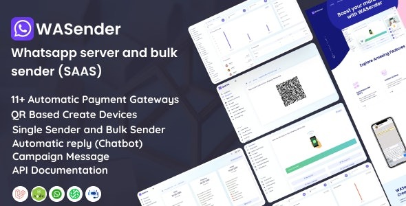 WASender - Whatsapp server & bulk sender (SAAS) PHP AMCoders 3.5